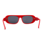 Curved Side Frame Edge Flat Top Narrow Rectangle Racer Sunglasses