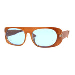 Curved Side Frame Edge Flat Top Narrow Rectangle Racer Sunglasses