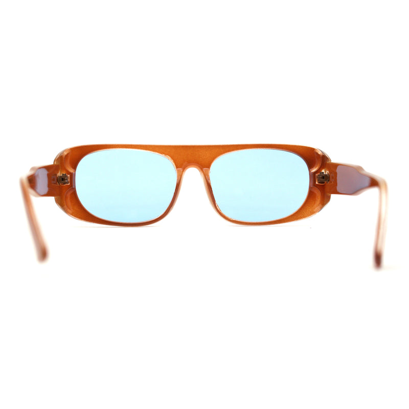 Curved Side Frame Edge Flat Top Narrow Rectangle Racer Sunglasses