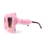 Womens Funky Fur Covered Squared Rectangle Oversize Sunglasses