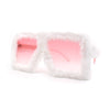 Womens Funky Fur Covered Squared Rectangle Oversize Sunglasses