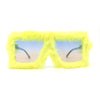 Womens Funky Fur Covered Squared Rectangle Oversize Sunglasses