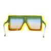 Womens Funky Fur Covered Squared Rectangle Oversize Sunglasses