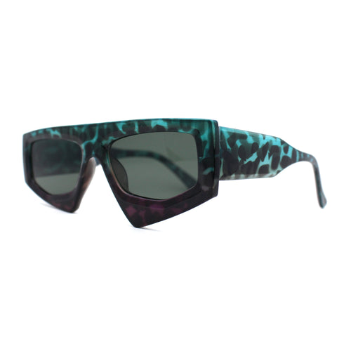 Womens Asymmetrical Flat Top Funky 80s Disco Sunglasses