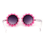 Womens Daisy Flower Trim Round Circle Lens Hippie Sunglasses
