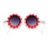 Womens Daisy Flower Trim Round Circle Lens Hippie Sunglasses