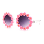 Womens Daisy Flower Trim Round Circle Lens Hippie Sunglasses