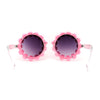 Womens Daisy Flower Trim Round Circle Lens Hippie Sunglasses