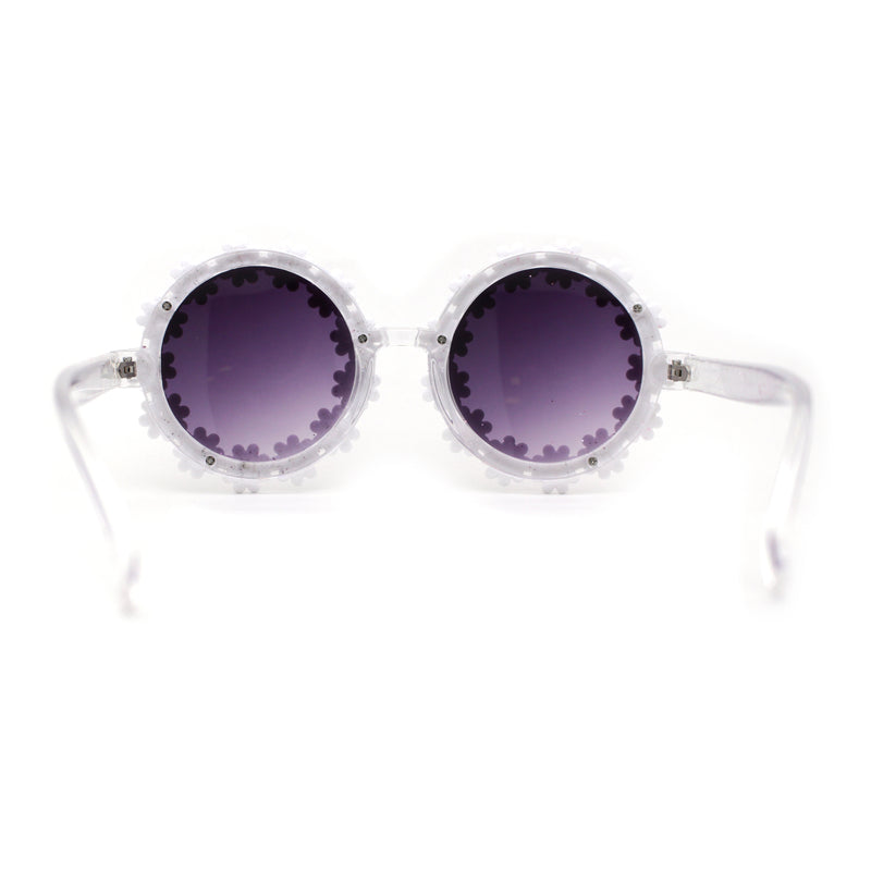 Womens Daisy Flower Trim Round Circle Lens Hippie Sunglasses