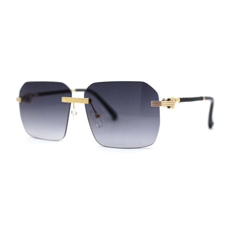 Mens Luxury Rimless Pimp Baller Rectangle Sunglasses