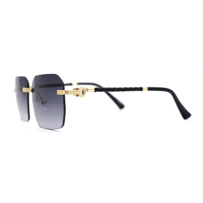 Mens Luxury Rimless Pimp Baller Rectangle Sunglasses