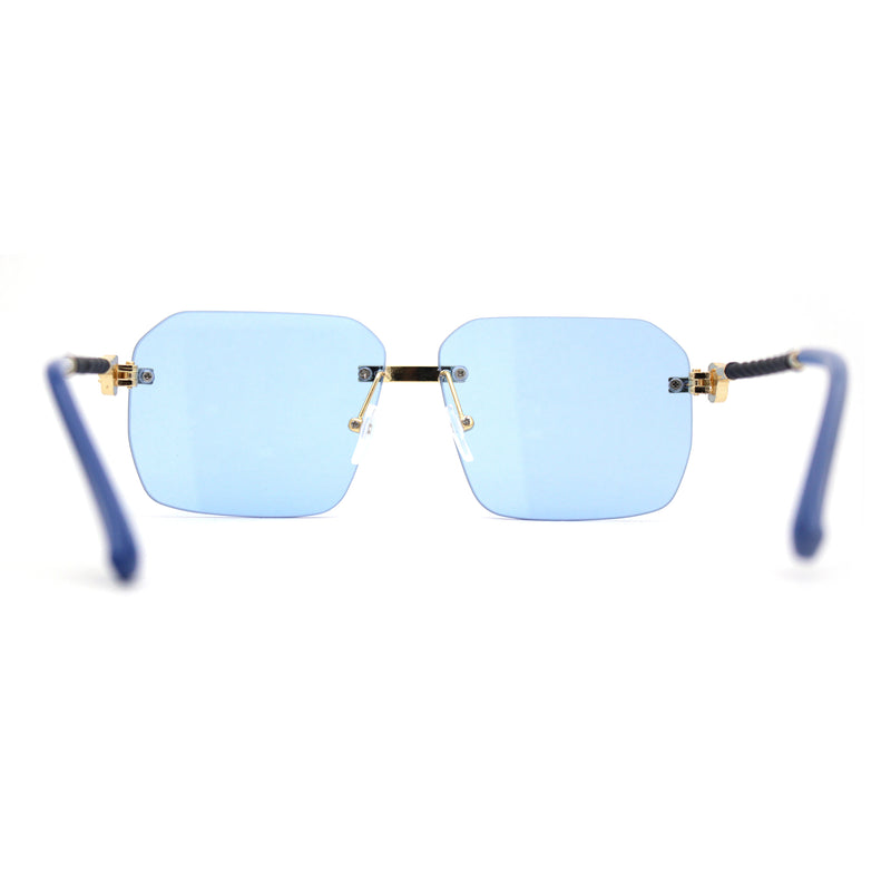 Mens Luxury Rimless Pimp Baller Rectangle Sunglasses