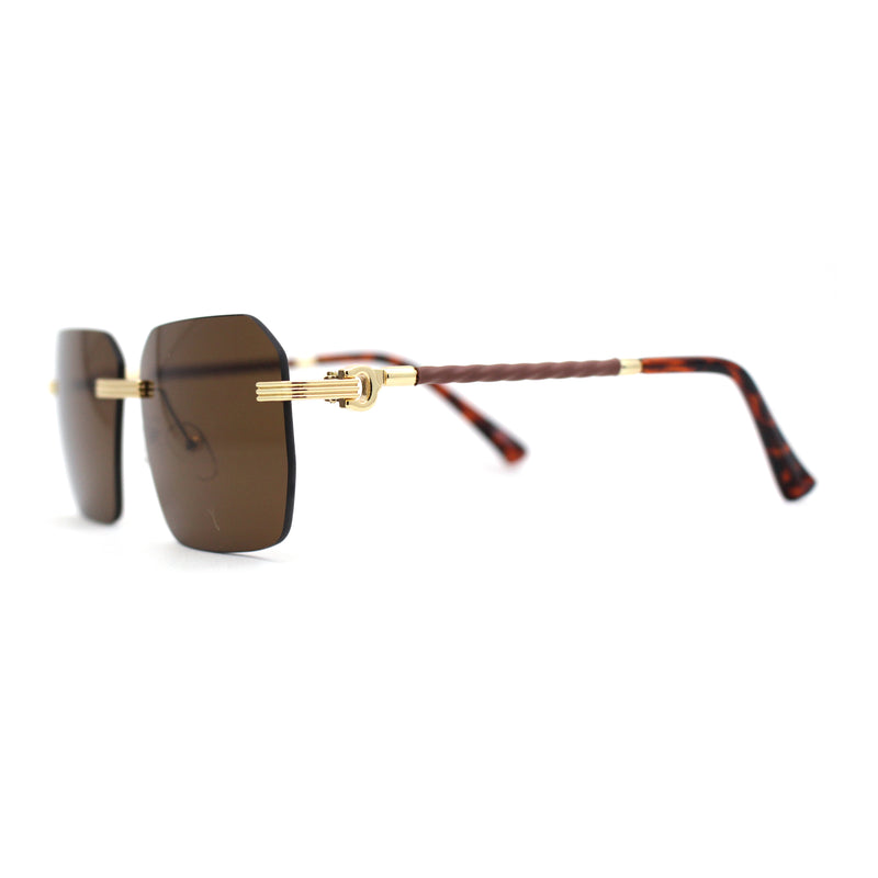 Mens Luxury Rimless Pimp Baller Rectangle Sunglasses