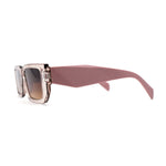 Narrow Rectangle Mod Square Geometric Diamond Cut Arm Sunglasses