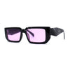 Narrow Rectangle Mod Square Geometric Diamond Cut Arm Sunglasses