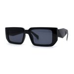 Narrow Rectangle Mod Square Geometric Diamond Cut Arm Sunglasses