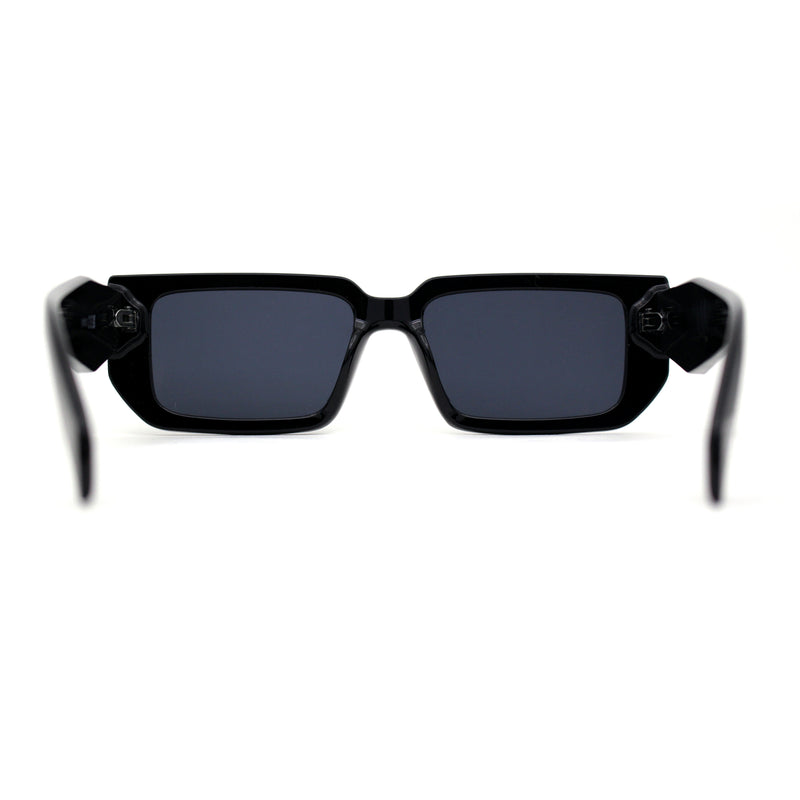 Narrow Rectangle Mod Square Geometric Diamond Cut Arm Sunglasses