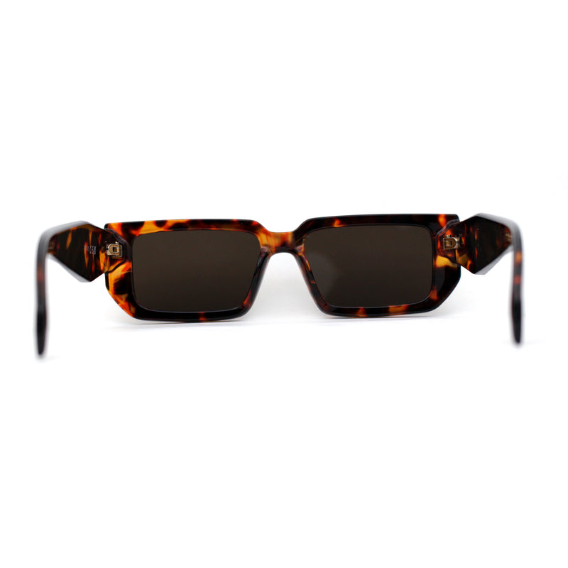 Narrow Rectangle Mod Square Geometric Diamond Cut Arm Sunglasses