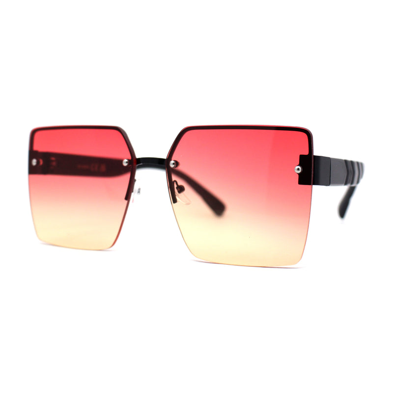Womens Rimless Oversize Rectangle 90s Butterfly Sunglasses
