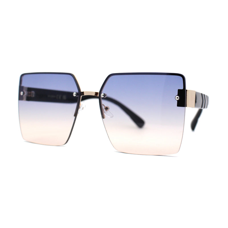 Womens Rimless Oversize Rectangle 90s Butterfly Sunglasses