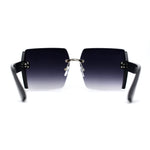 Womens Rimless Side Glitter Trim Oversize 90s Butterfly Sunglasses