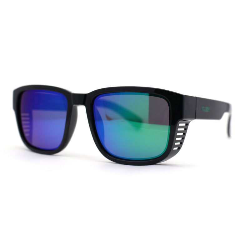 Kush Vented Side Visor Horn Rim Color Mirror Plastic Sunglasses
