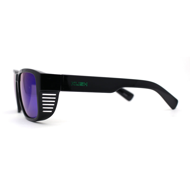 Kush Vented Side Visor Horn Rim Color Mirror Plastic Sunglasses