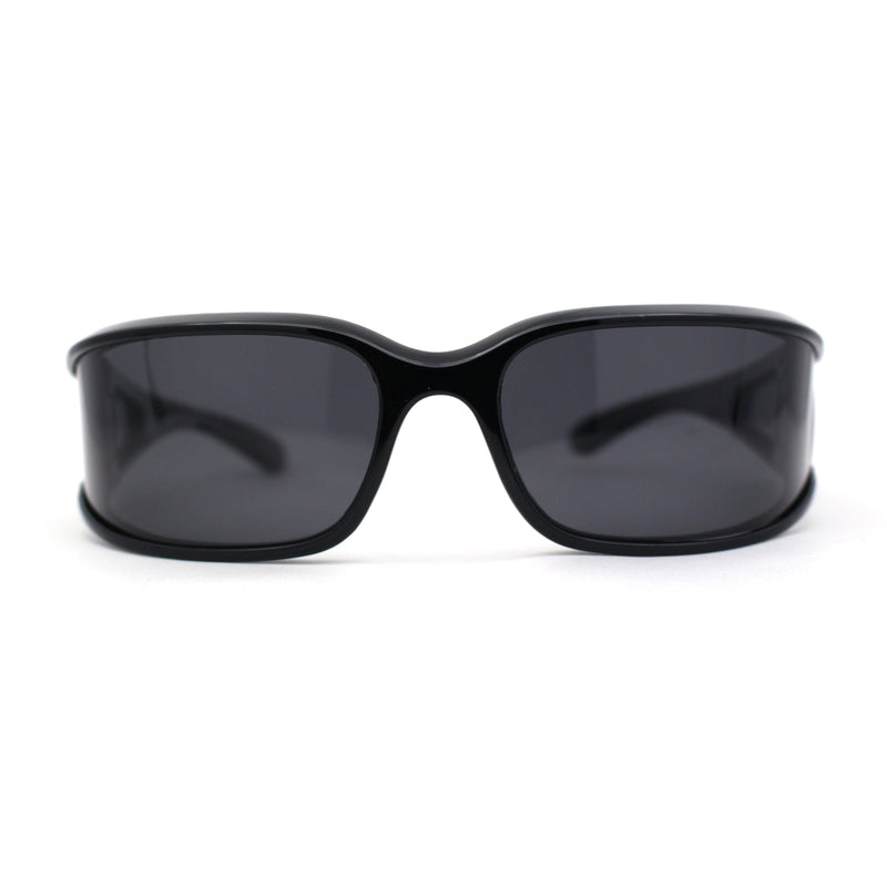 Polarized Unique Curved Side Visor Lens Narrow Rectangle Sunglasses