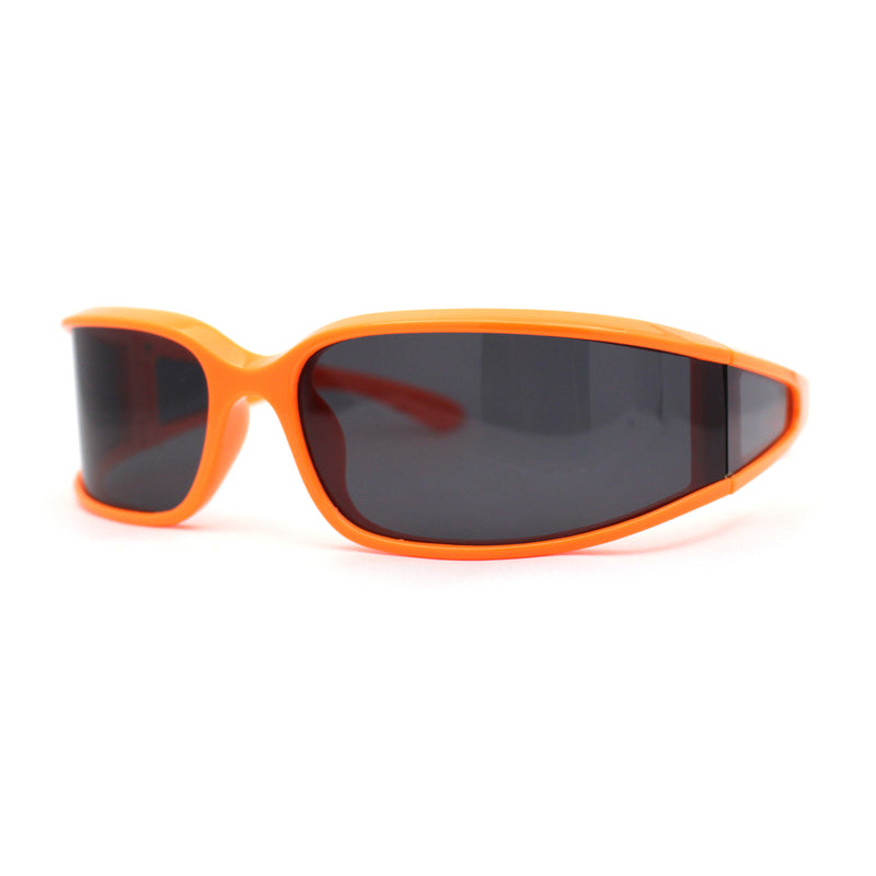 Polarized Unique Curved Side Visor Lens Narrow Rectangle Sunglasses