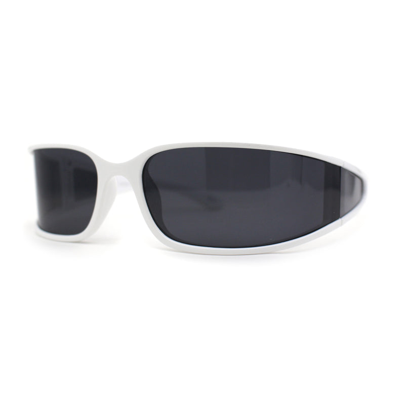 Polarized Unique Curved Side Visor Lens Narrow Rectangle Sunglasses