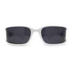 Polarized Unique Curved Side Visor Lens Narrow Rectangle Sunglasses