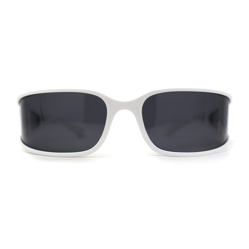 Polarized Unique Curved Side Visor Lens Narrow Rectangle Sunglasses