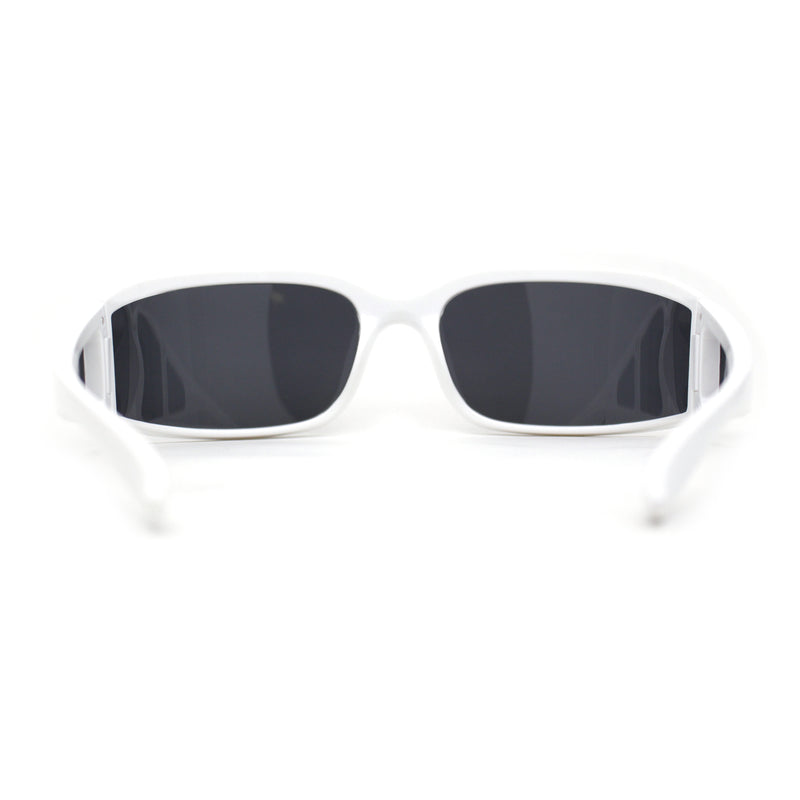 Polarized Unique Curved Side Visor Lens Narrow Rectangle Sunglasses