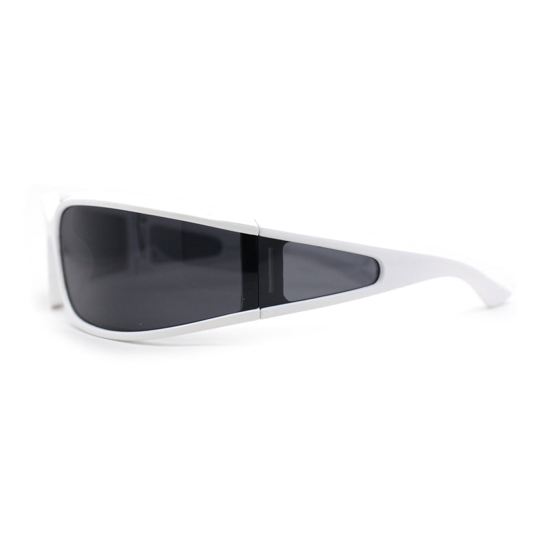 Polarized Unique Curved Side Visor Lens Narrow Rectangle Sunglasses