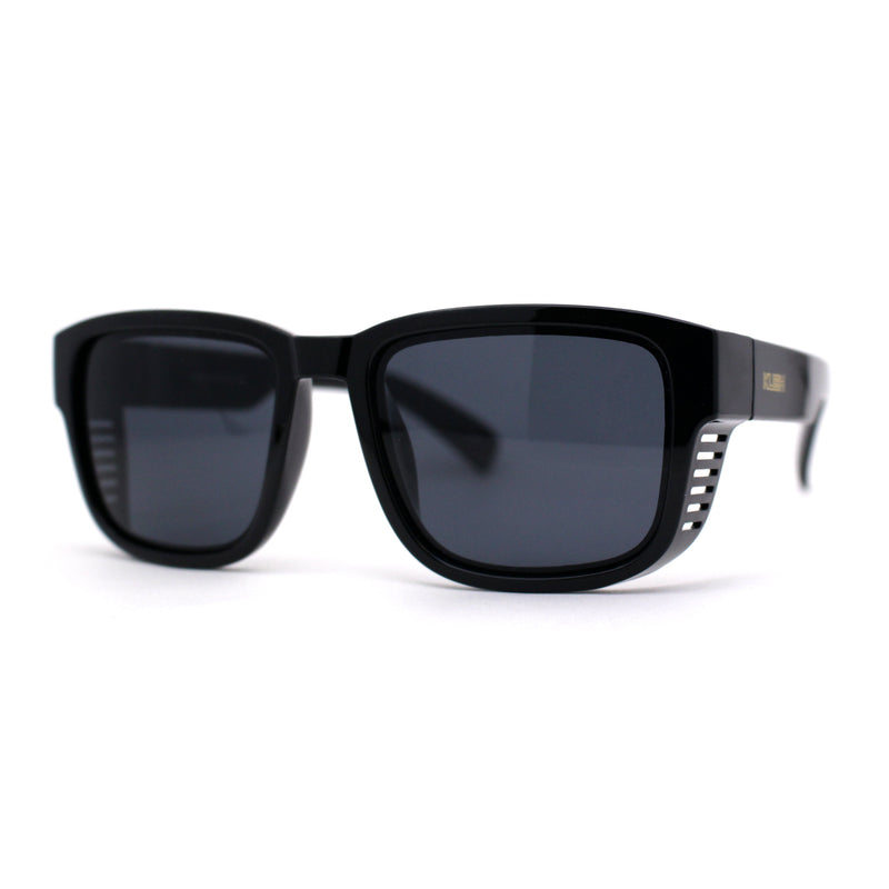 Kush Vented Side Visor Horn Rim Rectangle Plastic Sunglasses