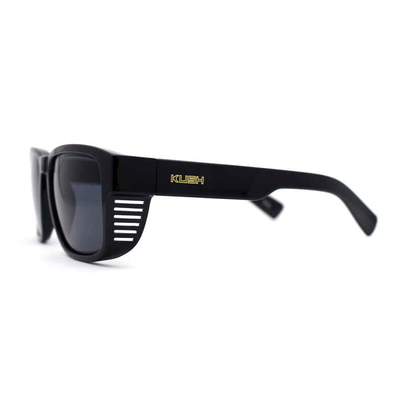 Kush Vented Side Visor Horn Rim Rectangle Plastic Sunglasses