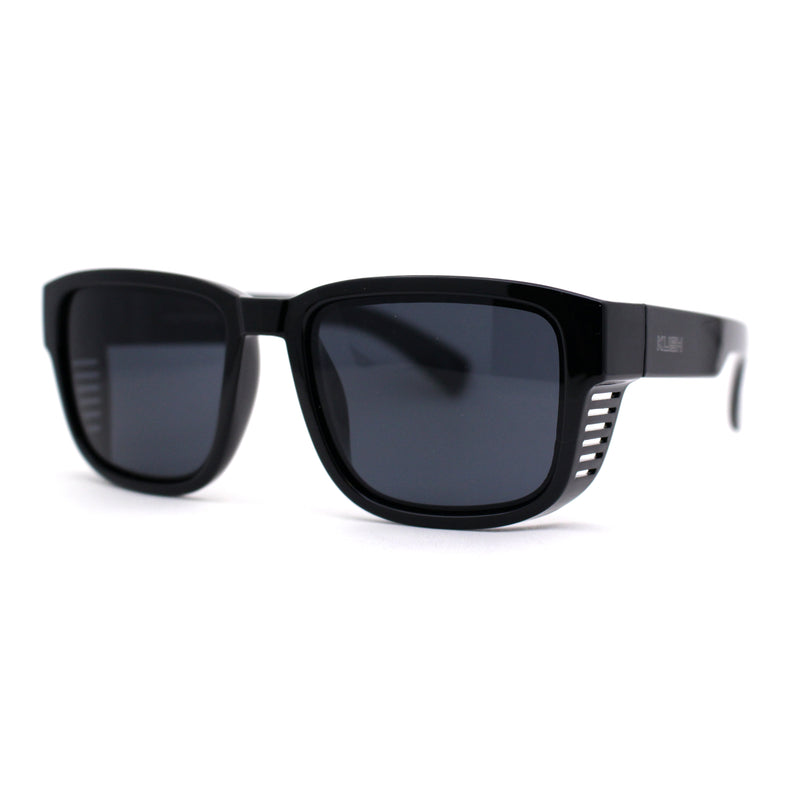 Kush Vented Side Visor Horn Rim Rectangle Plastic Sunglasses