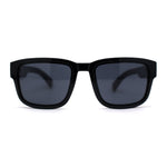 Kush Vented Side Visor Horn Rim Rectangle Plastic Sunglasses