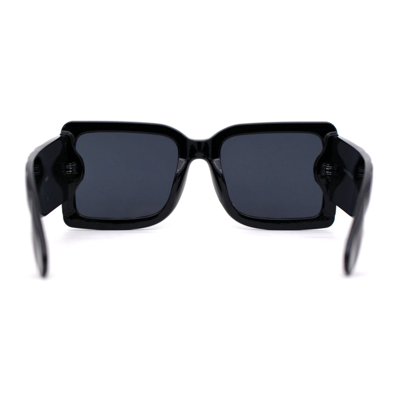 Womens Minimal Oversize Mod Thick Temple Chic Rectangle Sunglasses