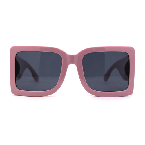 Womens Minimal Oversize Mod Thick Temple Chic Rectangle Sunglasses