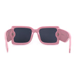 Womens Minimal Oversize Mod Thick Temple Chic Rectangle Sunglasses