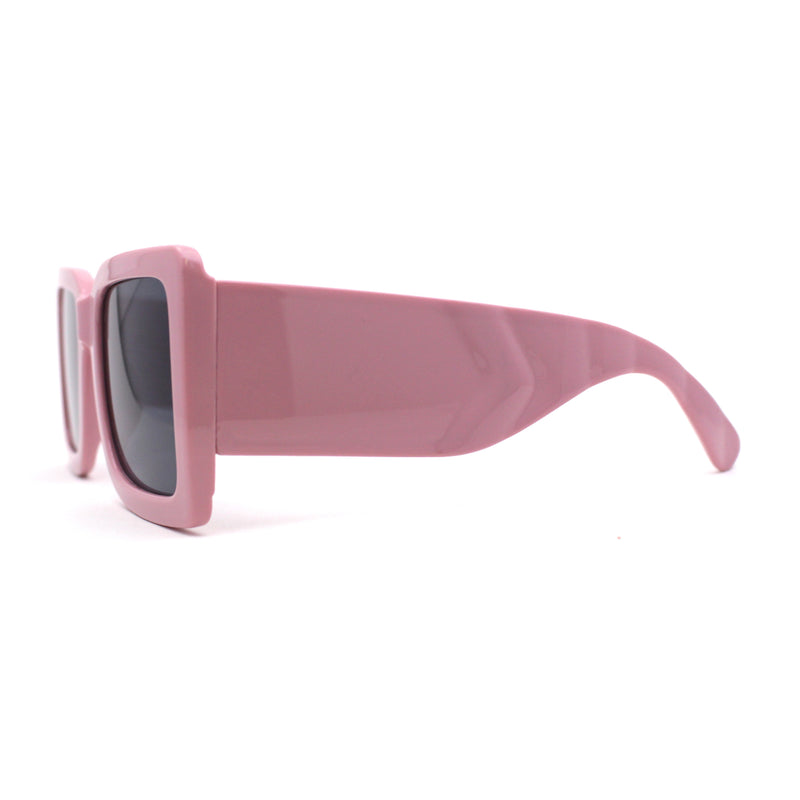 Womens Minimal Oversize Mod Thick Temple Chic Rectangle Sunglasses