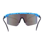 80s Pop Paint Splatter Rimless Half Rim Oversize Sport Plastic Sunglasses