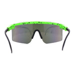 80s Pop Paint Splatter Rimless Half Rim Oversize Sport Plastic Sunglasses