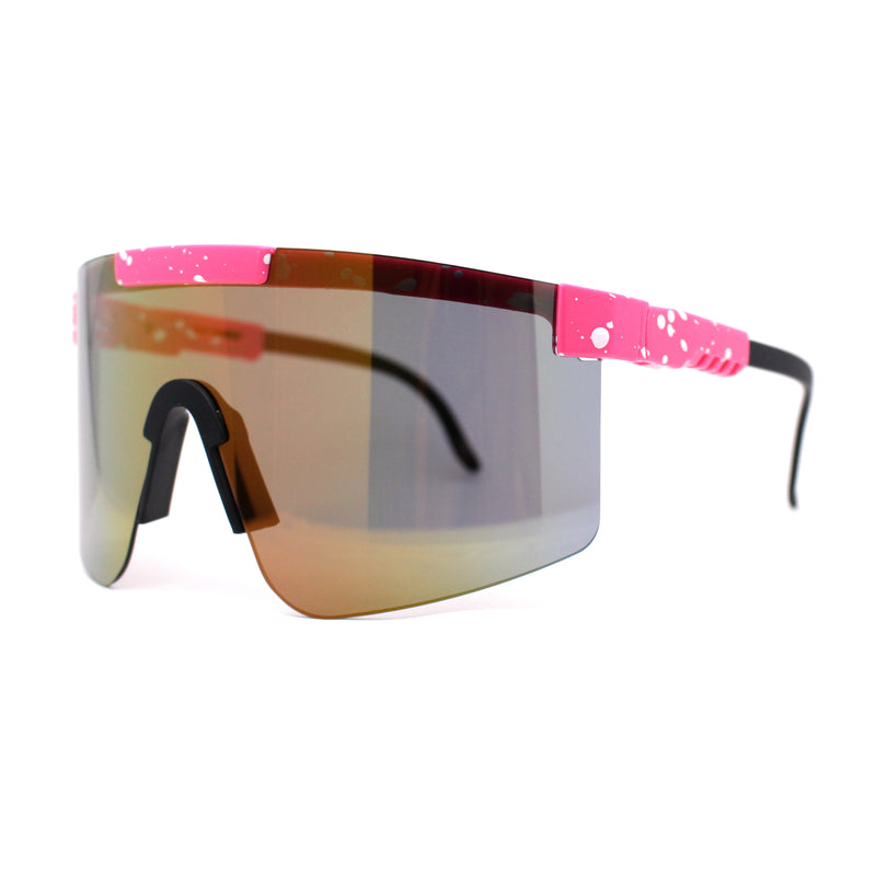 80s Pop Paint Splatter Rimless Half Rim Oversize Sport Plastic Sunglasses