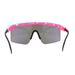 80s Pop Paint Splatter Rimless Half Rim Oversize Sport Plastic Sunglasses