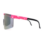 80s Pop Paint Splatter Rimless Half Rim Oversize Sport Plastic Sunglasses