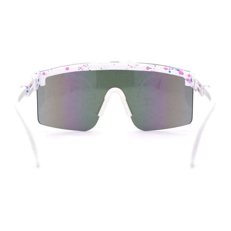 80s Pop Paint Splatter Rimless Half Rim Oversize Sport Plastic Sunglasses