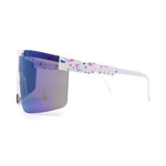 80s Pop Paint Splatter Rimless Half Rim Oversize Sport Plastic Sunglasses