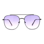 Double Bridge Rectangular Officer Color Gradient Metal Sunglasses